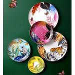 Jungle Animal Pattern Ceramic Plate Set Round European Style For Home Party for sale