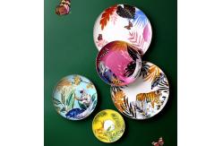 China Jungle Animal Pattern Ceramic Plate Set Round European Style For Home Party supplier