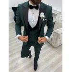 Infinite Green Slim Fit Velvet Mens Peak Lapel Tuxedo for sale