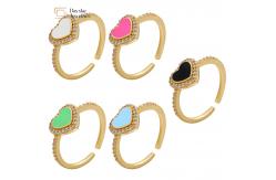 China 18k Gold Plated Dripping Oil Rings Adjustable Enamel Heart For Women supplier