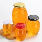 Bee Shape Little Glass Jars , Fancy Threaded Round Glass Jar With Lid