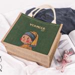 Custom Printed Jute Tote Bags Laminated Patterned Burlap Handbag