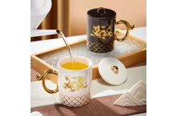 China Custom Ceramic Mug Gold Handle Mug With Dragon Pattern supplier