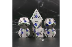 China Engraved HD Dice Red Rose Electroplated Silver Metal Dice For RPG Game supplier
