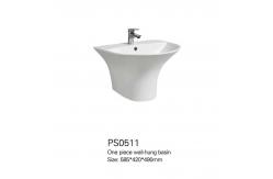 China High Quality Ceramic Basin Sanitary Ware Sink Half Pedestal Wall Hung Wash Basin supplier