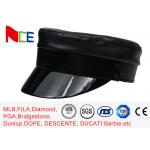 High End Black Military Cadet Cap Street Style PU Unadjustable For Women for sale