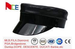 China High End Black Military Cadet Cap Street Style PU Unadjustable For Women supplier