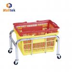 Popular 4 Wheel 2-Inch Caster Stacked Basket Holder Shopping Basket Bracket Supermarkets for sale