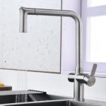 Water Efficient Kitchen Water Faucets Solid Stainless Steel Angled Spout for sale