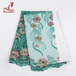 Luxuriant Embroidery Stones Floral Lace Fabric For Fashion Clothing for sale
