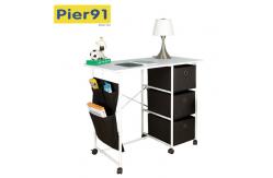 China Practical Movable Home Office Computer Desk With 3 Fabric Drawers / Hanging Pocket supplier