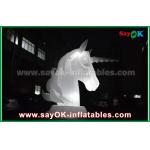 Full White Oxfiord Cloth Inflatable Horse Unicorn With LED Light for sale