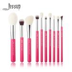 Jessup 10pcs Natural Makeup Brushes Set Rose Carmine Vegan Makeup Brushes for sale