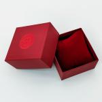 Single Personalised Red Velvet Jewellery Ring Box With Texture Surface Cardboard for sale