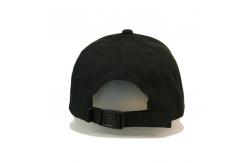 China Black 6 Panel Curved Brim Custom Baseball Caps With Plastic Buckle Hats Bsci supplier