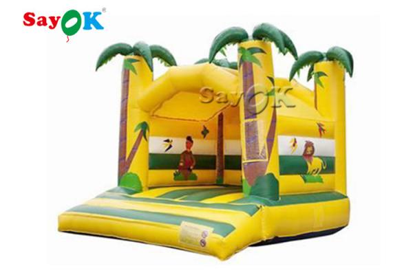 Jungle Animal Theme Yellow Inflatable Bouncy Castle With Digital Printing