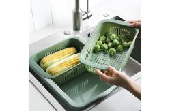 China OEM ODM Rectangle Double Plastic Drain Basket Save Space Green supplier