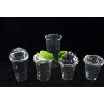 24 Ounce Clear Compostable PLA Cups 90mm With Flat Lids For Cold Drink Bubble Boba Tea Water Juice for sale