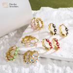 18k Gold Plated Evil Eye Huggie Earrings Women Colorful Enamel for sale