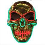 Halloween Scary Skeleton Light Up Full Face Mask Glowing In The Dark  Adults Gold for sale
