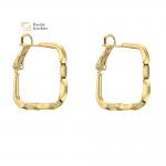 18k Real Gold Plated Brass Stud Earrings , Geometric Huggie Hoop Earrings
