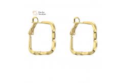 China 18k Real Gold Plated Brass Stud Earrings , Geometric Huggie Hoop Earrings supplier