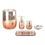 Bathroom Accessories Set Ombre Mercury Orange Gold Pump Soap Dispenser Tumbler Soap Dish Towel Tray Waste Bin for sale