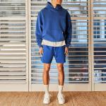 Custom Plain Pullover Lightweight Hoodies Jogger Streetwear No Strings Blank Two Piece Sweatsuits Hoodies Men Mesh Shorts Set for sale