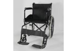 China Elderly Care Folding Steel Wheelchair With Solid Castor And Rear Wheel supplier