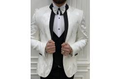 China 65% Polyester Mens Tuxedo Suit 32% Viscose 3% Lycra White Tuxedo Jacket supplier