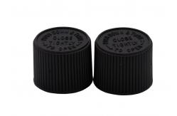 China Child Proof Cap Black Screw Thread Plastic Cap 18mm Ribbed Closure supplier