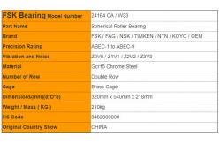 China Large Size Double Row Spherical Roller Bearing 24164 CA / W33 supplier