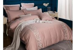 China Pink Modern Design Duvet Covers , Embroidered 4 Pcs Geometric Duvet Cover supplier