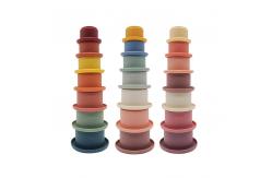 China 7 Cups Montessori Sensory Silicone Building Blocks Silicone Stacking Toy supplier