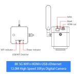 OPTO-EDU A59.4972 12.0M 8K 5G WIFI Camera Microscope Hdmi