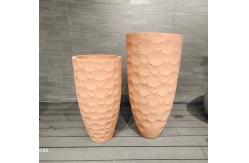 China Improved Drainage Fiber Clay Planter with Textured Surface and Drainage Holes supplier