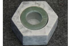 China Hexagon Shape Stone Candle Holders , Marble T Light Candle Holders 6x7.2x3.5cm supplier