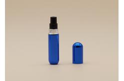 China Blue Reusable Perfume Spray Bottle Aluminum Sheathed Oxidized Surface Handling supplier