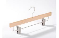 China Natural Lotus Wood Clothing Store Hangers With Clips For Displaying Pants supplier