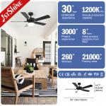 Black Ceiling Fan With Light Kit Multifunction 6 Speed Wind Speed