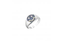 China Pave Crystal Free Size Rings Chucky 925 Silver Smiley Face Ring supplier
