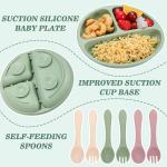 FDA Microwaveable Silicone Dinnerware Set , Odorless Suction Plates With Lids