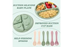 China FDA Microwaveable Silicone Dinnerware Set , Odorless Suction Plates With Lids supplier
