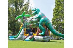China Playground Dinosaur Inflatable Bouncer Slide Quadruple Stitching supplier