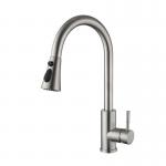 Brushed Kitchen Mixer Faucet , SUS304 Pull Down Sprayer Kitchen Faucet for sale