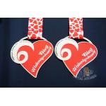 2D Double Side Red Heart Medal Die Cast Craft Medallions Corrosion Resistant for sale