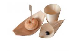 China Biodegradable Disposable Serving Cone Pine Wood Small Ice Cream Cones 120mm supplier