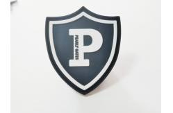 China Silicone Rubber Clothing Main Label , Black 3D Effect Sew On Logo Patches supplier