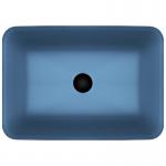 Handmade Toughened Glass Sink Matt Vessel Light Blue Vanity Rectangular