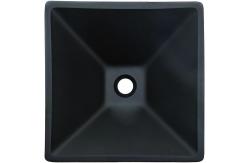 China 142mm Acid Matt Black Basin Square Funnel Shape Tempered Bathroom supplier